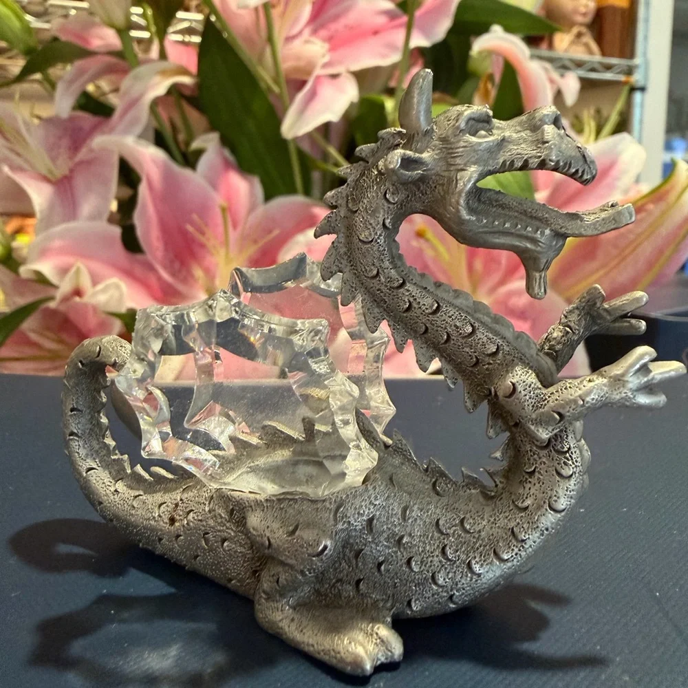 Mystical Silver Dragon Reptile Decor